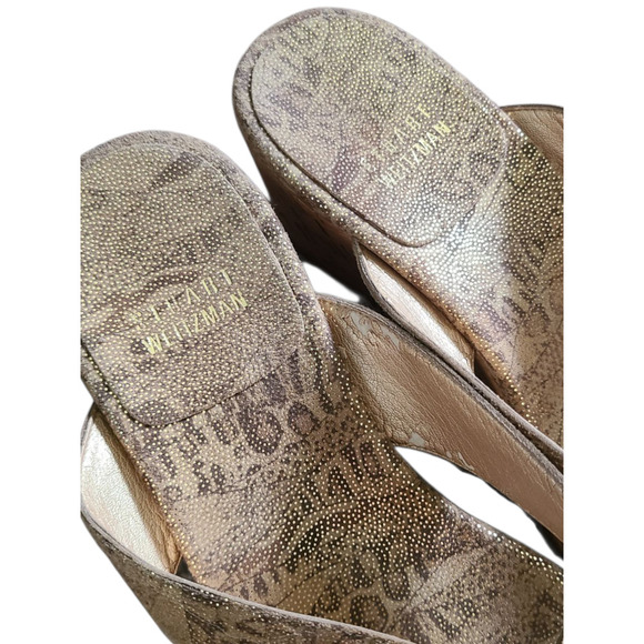 STUART WEITZMAN TAN NAIROBI CORK WEDGE LEATHER SANDALS WOMEN'S Sz 6.5 M - Picture 5 of 8